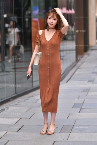 搭讪棕色裙装小姐姐