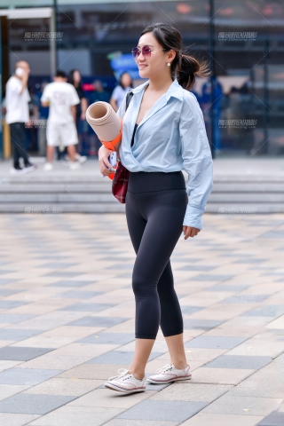 ★九分瑜伽紧身裤美女