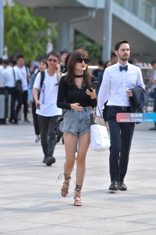 高腰短牛墨镜女