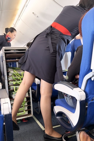 MU空姐性感连衣裙制服咖丝超近震撼（视频版）