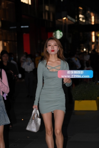 夜拍包臀裙高跟性感美女