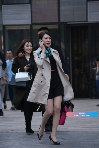 长风衣外套街拍丝袜美妇