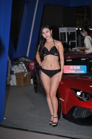 黑色比基尼车模